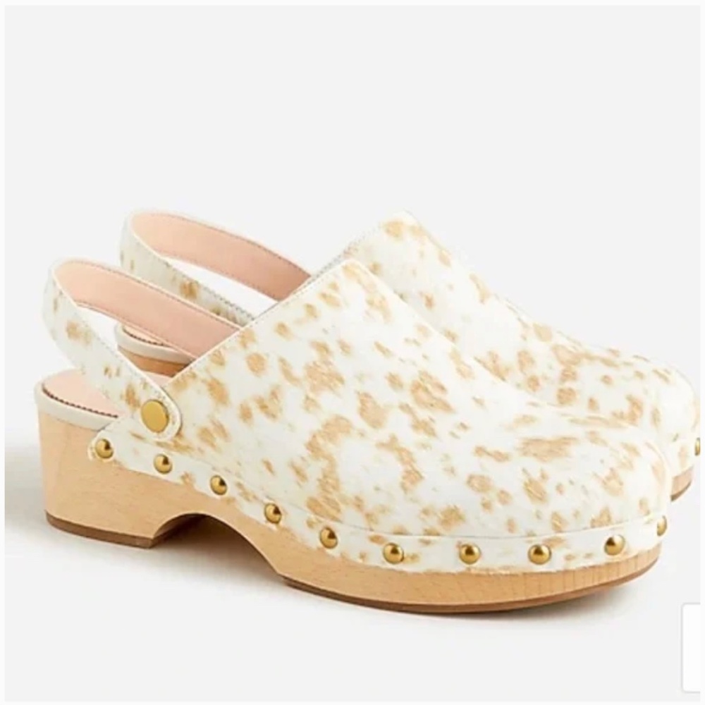 NWT J Crew Calf Hair Clogs